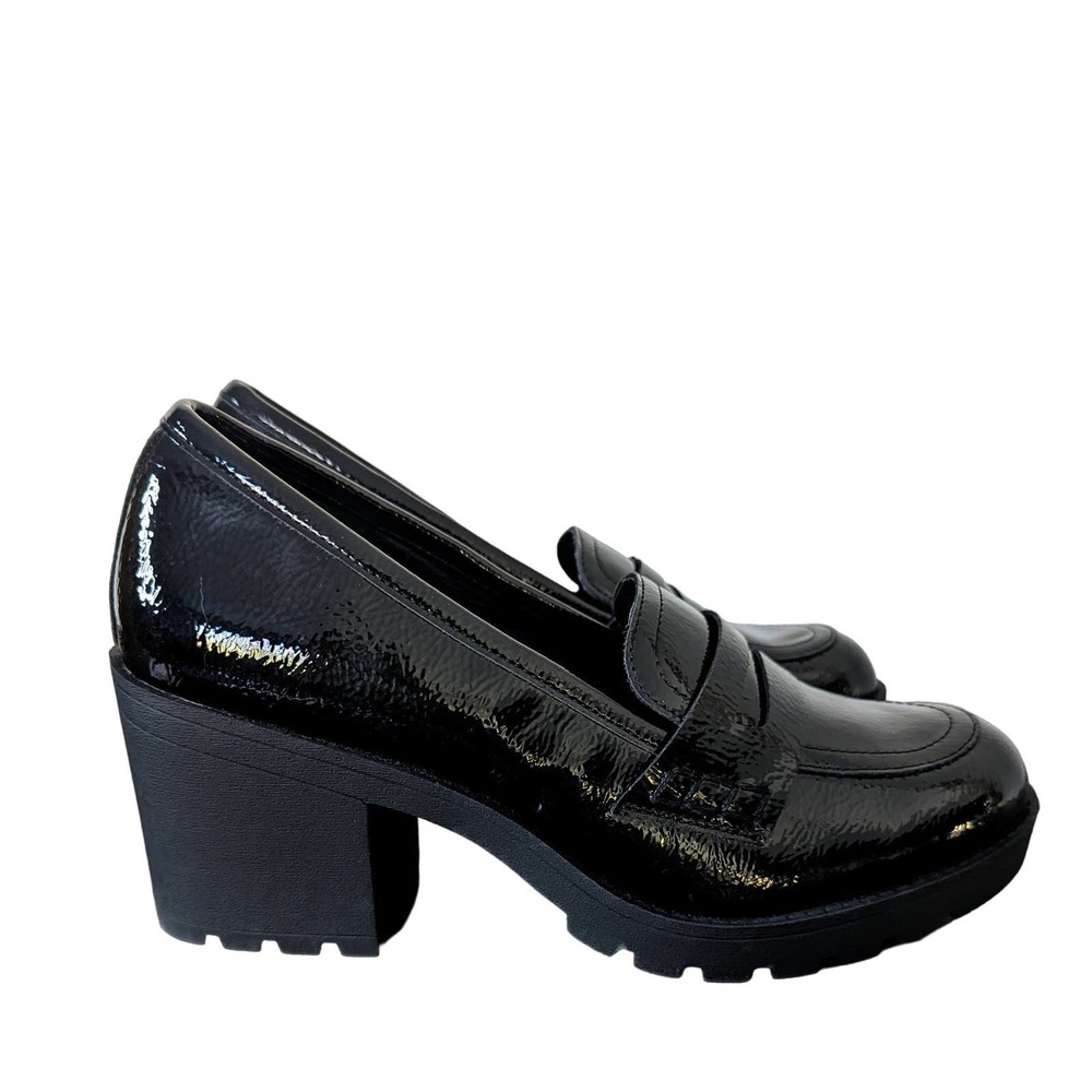 X APPEAL Amara Chunky Heel Oxford Loafer Lug Sole Patent Leather Black 7.5 - Picture 4 of 10